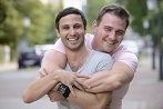 Men couple gay hugging