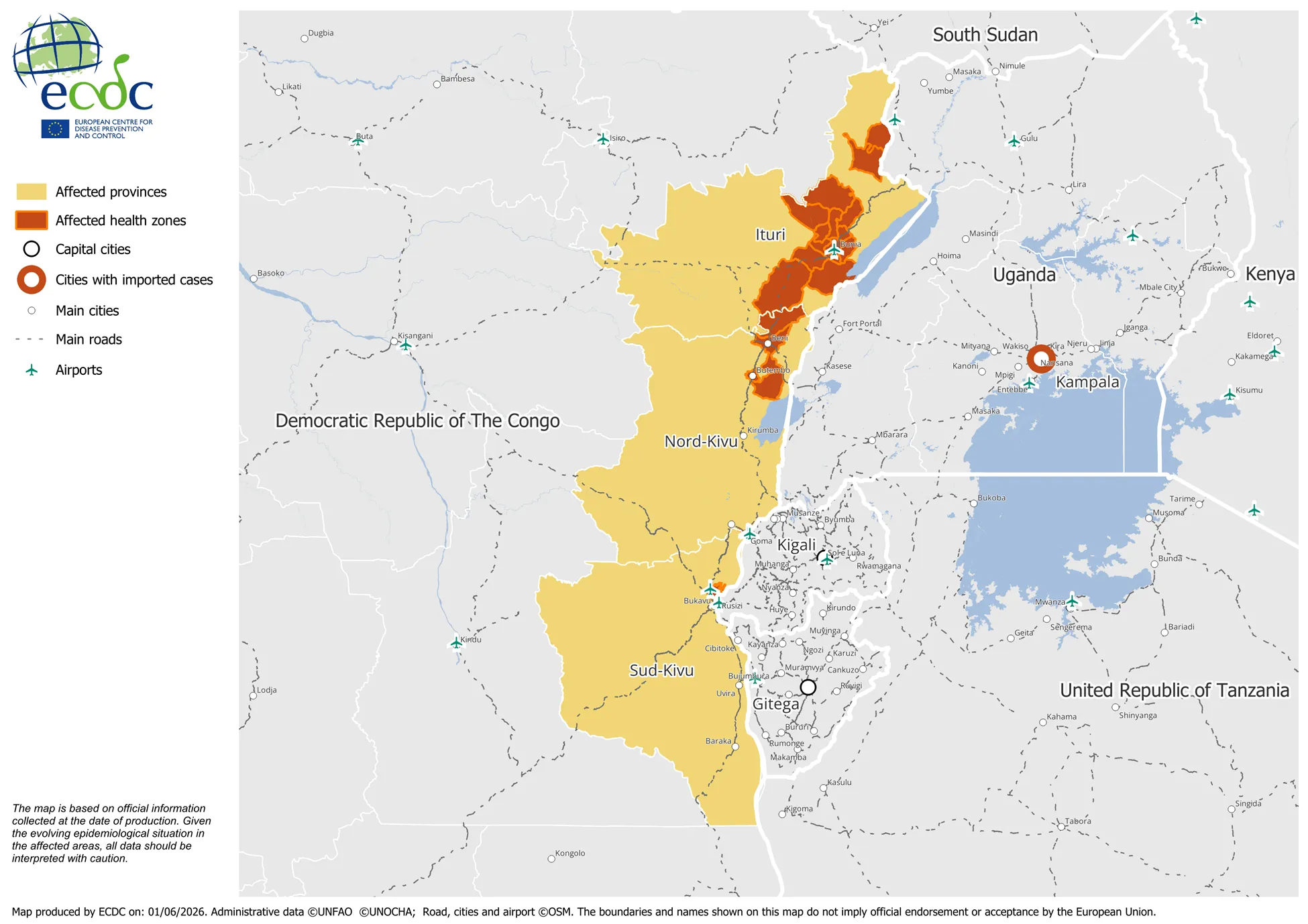 Ebola ECDC map produced 26052026