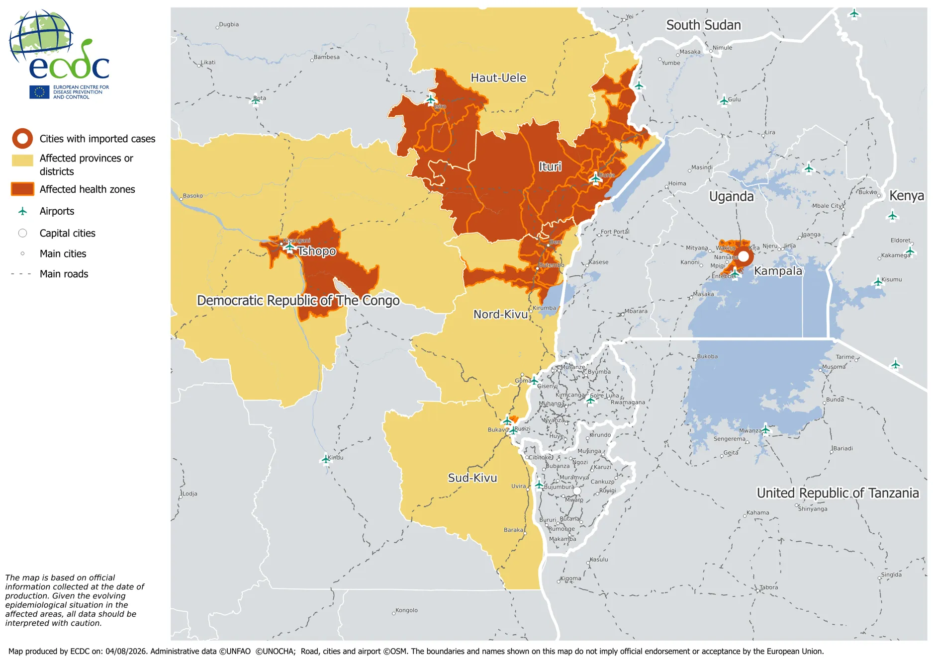 Ebola ECDC map produced 26052026