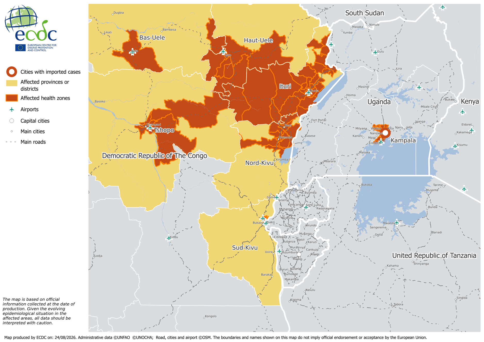 Ebola ECDC map produced 26052026