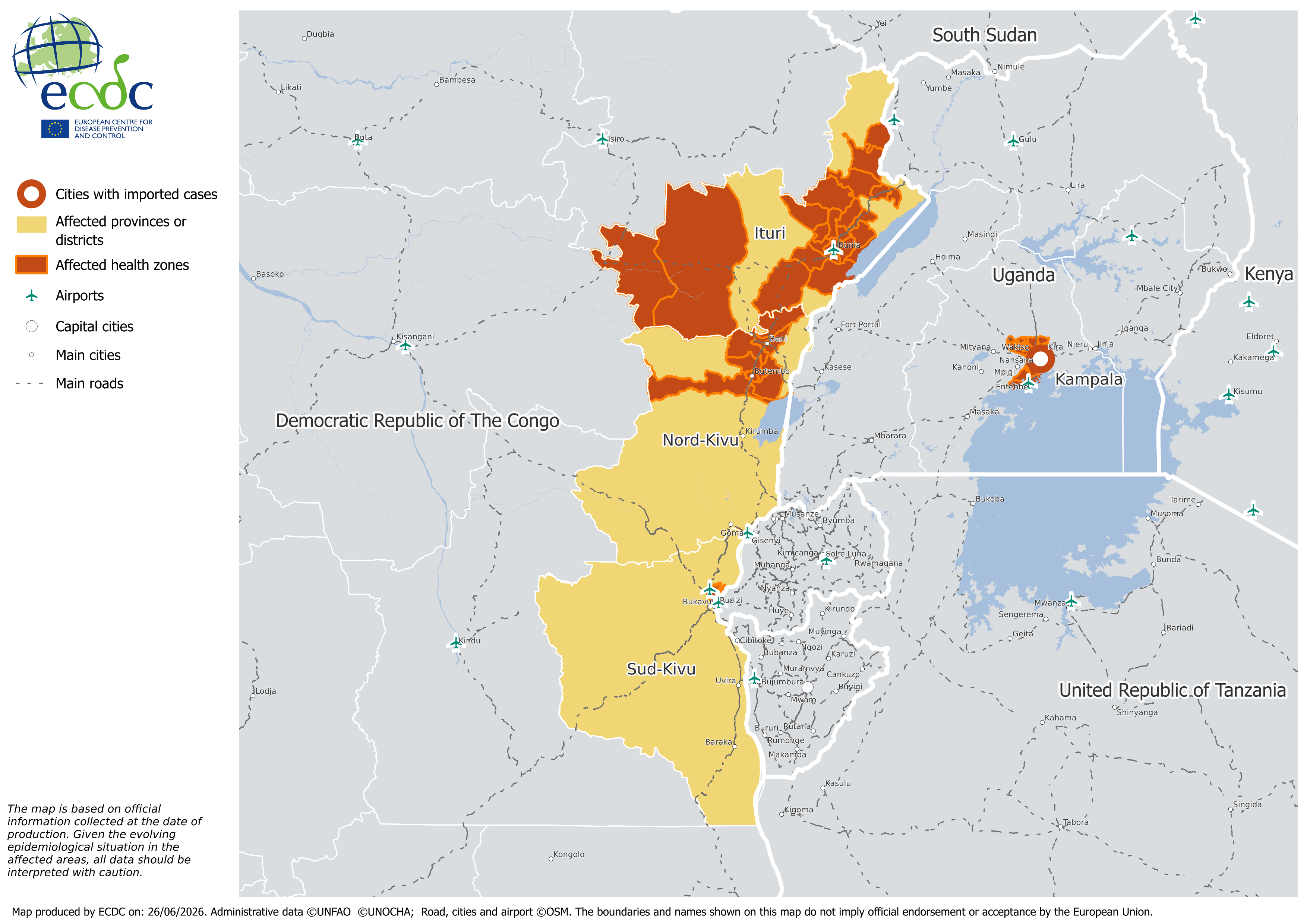 Ebola ECDC map produced 26052026
